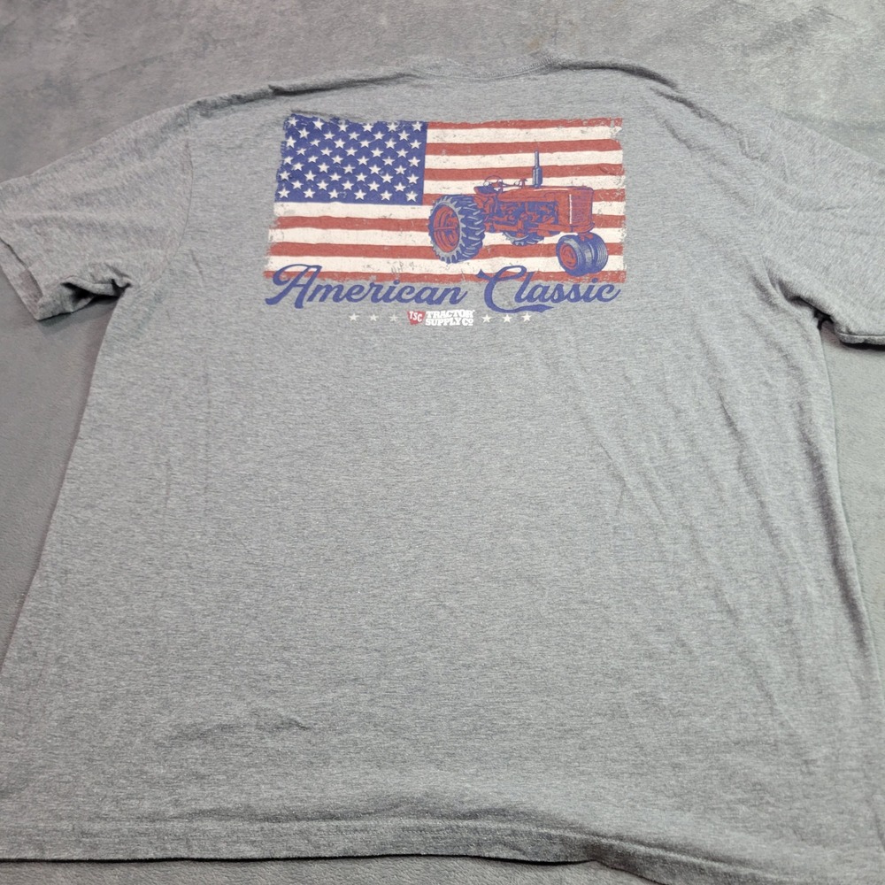 Tractor Supply Co Mens 2XL American Classic Flag Tractor Graphic T-Shirt Gray